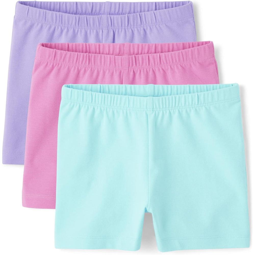 imageThe Childrens Place girls Assorted Cartwheel ShortsPurplePinkTeal 3pack