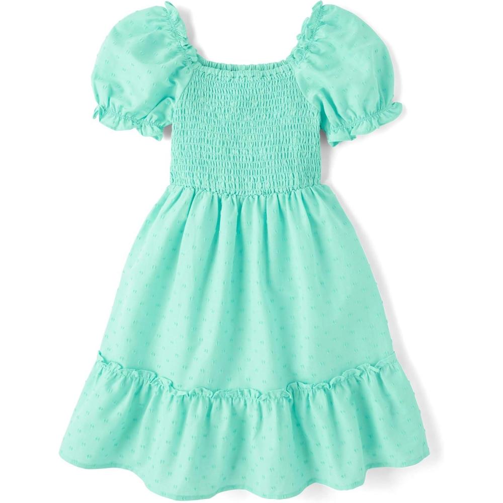 imageThe Childrens Place girls Floral Smocked Babydoll DressMint Tea