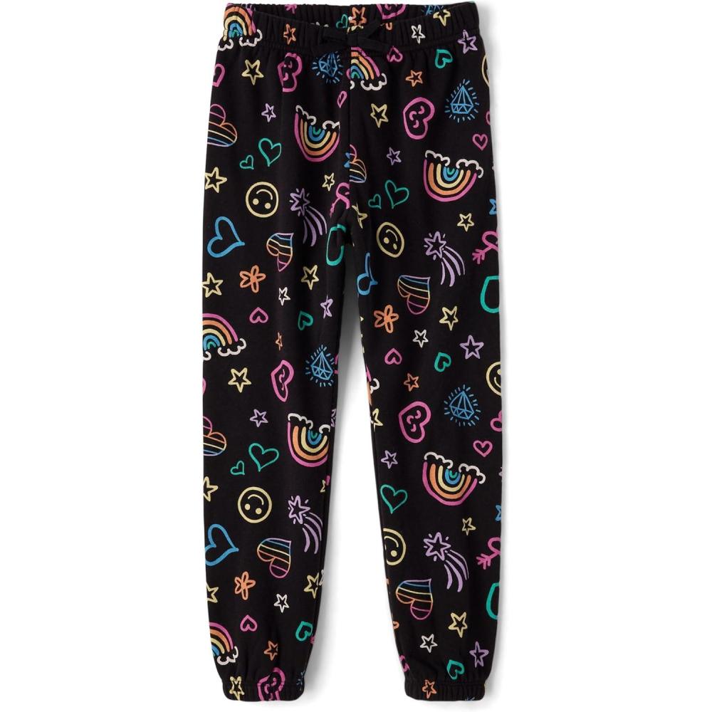 imageThe Childrens Place girls Knit Active SweatpantsBlack Doodle Icons