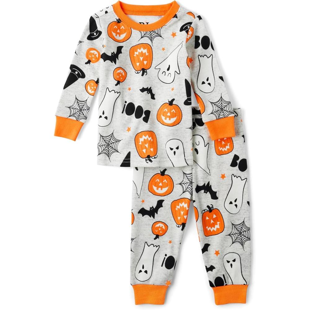 imageThe Childrens Place unisexbaby And Kids Sibling Matching Holiday Pajama Sets CottonGhostsPumpkins Halloween