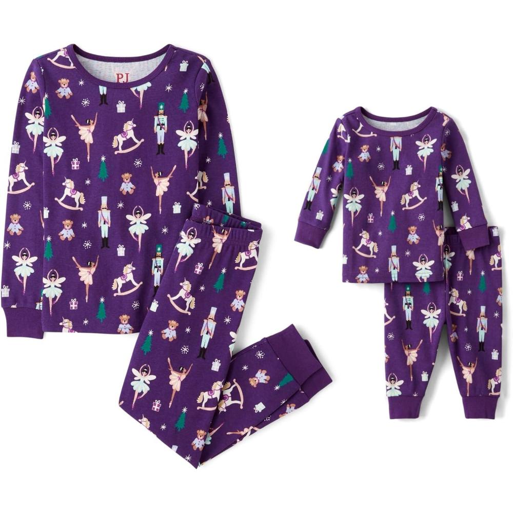imageThe Childrens Place unisexbaby And Kids Sibling Matching Holiday Pajama Sets CottonNutcracker Glow