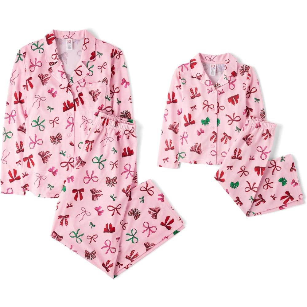 imageThe Childrens PlaceUnisex BabyMommy and Me Matching Christmas 2 Piece Pajama Sets Button UpHoliday BowsHoliday Bows
