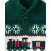 The Children’s Place Baby Boys’ and Toddler Long Sleeve Mock Neck Pullover Sweater(Green Train Mock Neck)