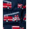 The Children’s Place Baby and Toddler Boys’ Medium Weight Wind-Resistant, Water-Resistant Puffer Jacket(Blue Firetrucks)