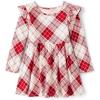 The Children’s Place Baby-Girls and Toddler Skater Dress, Long Sleeve(Red Plaid Flutter)