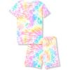 The Children’s Place girls 100% Cotton Short Sleeve Top and Shorts,2 Piece Pajama Set(Rainbow Spiral)