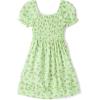 The Children’s Place girls Floral Smocked Babydoll Dress(Green Floral)
