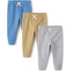 And Toddler Boy Active Striped Fleece Jogger Pants 2-pack(Blue/Brown/Grey 3-pack)