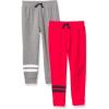 And Toddler Boy Active Striped Fleece Jogger Pants 2-pack(Red/Heather Gray Single)