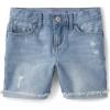 Denim Midi Shorts(Destructed Rose Wash)