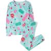 The Children’s Place Baby Christmas and Holiday Kids 2 Piece Pajama Sets, Velour(Turquoise Holiday Candy)