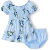The Children’s Place Baby Girls’ and Newborn Casual Short Sleeve Dress with Diaper Cover(Breeze)
