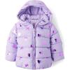 The Children’s Place Baby and Toddler Girls’ Medium Weight Wind-Resistant, Water-Resistant Puffer Jacket(Lovely Lavander)