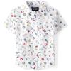 The Children’s Place Baby-Boys and Toddler Boys Poplin Short Sleeve Button Down Shirt(White School Doodle)