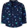 The Children’s Place Baby-Boys and Toddler Long Sleeve Button Down Shirt(Holiday Dinosaurs)