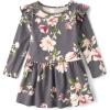 The Children’s Place Baby-Girls and Toddler Skater Dress, Long Sleeve(Gray Floral)