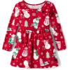 The Children’s Place Baby-Girls and Toddler Skater Dress, Long Sleeve(Holiday Snowmen)
