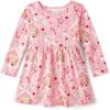 The Children’s Place Baby-Girls and Toddler Skater Dress, Long Sleeve(Pink Christmas Print)