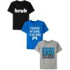 The Children’s Place Boys Short Sleeve Graphic T-Shirt 3-Pack(Gaming/Genius/Bruh)