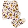 The Children’s Place Girls’ 100% Cotton Long Sleeve Top and Pants, 2 Piece Pajama Set(Sunflower Butterflies)