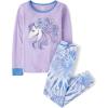 The Children’s Place Girls’ 100% Cotton Long Sleeve Top and Pants, 2 Piece Pajama Set(Tie Dye Horse)