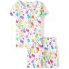 The Children’s Place Girls’ 100% Cotton Sleeve Top and Shorts 2 Piece Pajama Set(Candy Print)