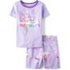 The Children’s Place Girls’ 100% Cotton Sleeve Top and Shorts 2 Piece Pajama Set(Sleepsolotl)