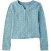 The Children’s Place Girls Basic Long Sleeve Thermal Henley Tops(Artic Blue)