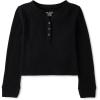 The Children’s Place Girls Basic Long Sleeve Thermal Henley Tops(Black)