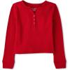The Children’s Place Girls Basic Long Sleeve Thermal Henley Tops(Classic Red)