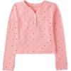 The Children’s Place Girls Basic Long Sleeve Thermal Henley Tops(Fuzzy Pink)