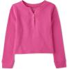 The Children’s Place Girls Basic Long Sleeve Thermal Henley Tops(Yreka Pink)