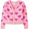 The Children’s Place Girls’ Long Sleeve Knit Button Front Cardigan(Pink Valentine Hearts)