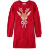 The Children’s Place Girls Puff Sleeve Dress, Long Sleeve(Classic Red Reindeer)