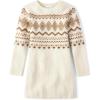 The Children’s Place Girls Puff Sleeve Dress, Long Sleeve(Cream Fairisle)