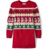 The Children’s Place Girls Puff Sleeve Dress, Long Sleeve(Red Fairisle)