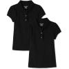 The Children’s Place Girls’ Short Sleeve Ruffle Pique Polo, 2 Pack(Black)