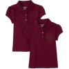 The Children’s Place Girls’ Short Sleeve Ruffle Pique Polo, 2 Pack(Rubine)