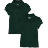 The Children’s Place Girls’ Short Sleeve Ruffle Pique Polo, 2 Pack(Spruce Green)