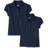 The Children’s Place Girls’ Short Sleeve Ruffle Pique Polo, 2 Pack(Tidal)