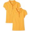 The Children’s Place Girls’ Short Sleeve Ruffle Pique Polo, 2 Pack(Yellow Pencil)