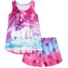 The Children’s Place Girls’ Sleeveless Tank Top and Short 2 Piece Pajama Set(Ombre Unicorn)