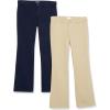 The Children’s Place Girls’ Uniform Bootcut Chino Pants(Sandy/Tidal 2 Pack)