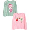 The Children’s Place Unisex-Child All Holidays,Birthdays Long Sleeve Graphic T-Shirts,2 Pack(Cat Hat/Joy)