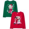 The Children’s Place Unisex-Child All Holidays,Birthdays Long Sleeve Graphic T-Shirts,2 Pack(Cat Stocking/Girl Presents)