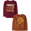 The Children’s Place Unisex-Child All Holidays,Birthdays Long Sleeve Graphic T-Shirts,2 Pack(Family Food/Turkey Dab)