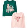 The Children’s Place Unisex-Child All Holidays,Birthdays Long Sleeve Graphic T-Shirts,2 Pack(Nutcracker/Christmas Era)