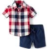 The Children’s Place baby-boys And Newborn Short Sleeve Button Down Shirt and Shorts 2 Piece Set(Americana Gingham)