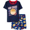 The Children’s Place boys Short Sleeve Top and Shorts Snug Fit 100% Cotton 2 Piece Pajama Set(Mad Pancake Stacks)