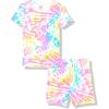 The Children’s Place girls 100% Cotton Short Sleeve Top and Shorts,2 Piece Pajama Set(Rainbow Spiral)